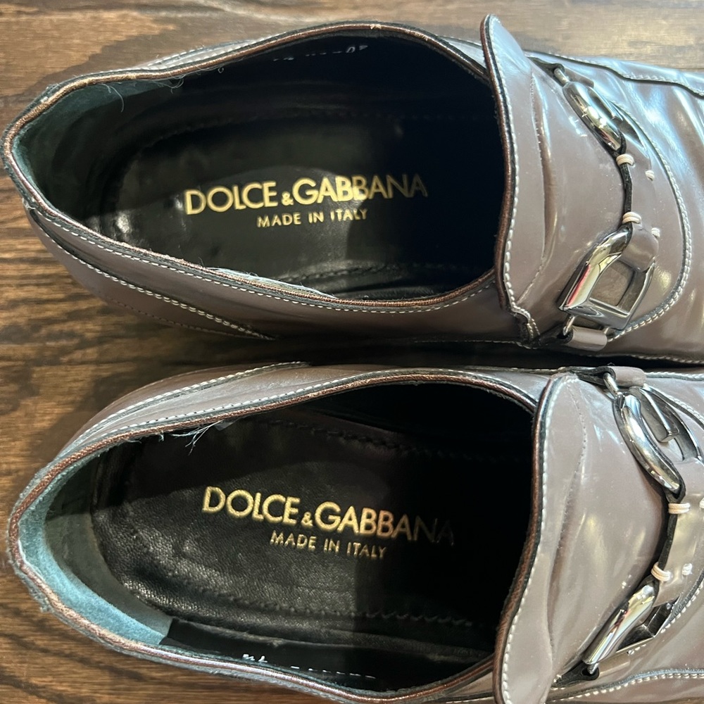 MENS Vintage Dolce & Gabbana Dove grey patent leather dress shoes 7.5 - Picture 4 of 4
